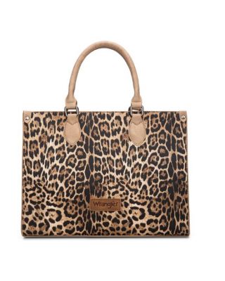 WG296-8625TN Wrangler Leopard Print Wide Tote Bag/Crossbody