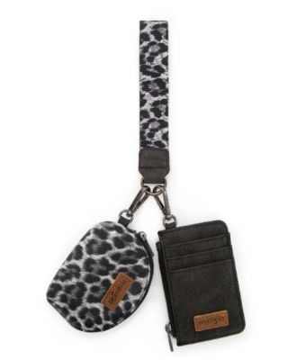 WG296-W0051BK Wrangler Leopard Print Dual Pouch Wristlet 