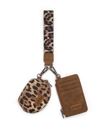 WG296-W0051BR Wrangler Leopard Print Dual Pouch Wristlet 