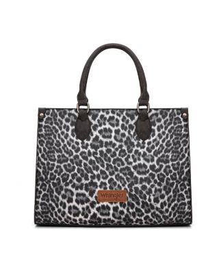 WG296-8625BK Wrangler Leopard Print Wide Tote Bag/Crossbody