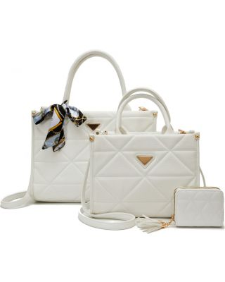 PU24806-T3 WT DESIGNER 2 HANDBAG WITH 1WALLET SET