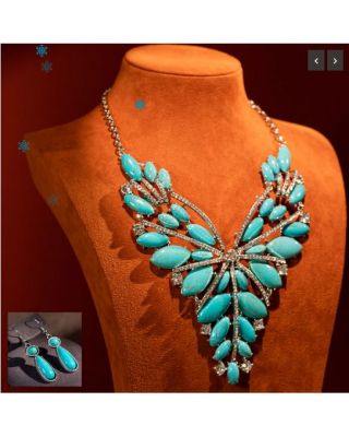 WJ-1003 TQ Rustic Courture Jewelry Sets Bohemian Pendant Necklace Earrings