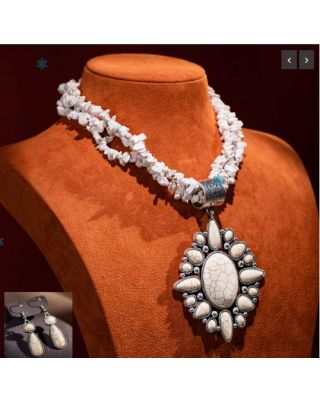 WJ-1006 WT Rustic Couture Jewelry Sets Bohemian Pendant Necklace Earrings