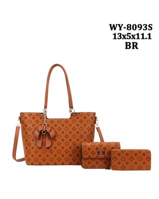 WY-8093S BN FASHION HANDBAG 3PC SETS