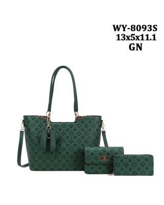 WY-8093S GN FASHION HANDBAG 3PC SETS