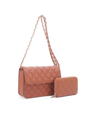 XB20141 BR QUILT CROSBODY BAG WITH WALLET