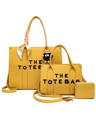 PU-25519-T3 YL 2 THE TOTE BAG 2 HANDBAGS WITH WALLET SETS