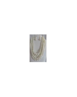 YNE3869 CRM PEARL NECKLACE SET