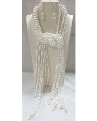 YNE4127 CRM LONG PEARL NK SET