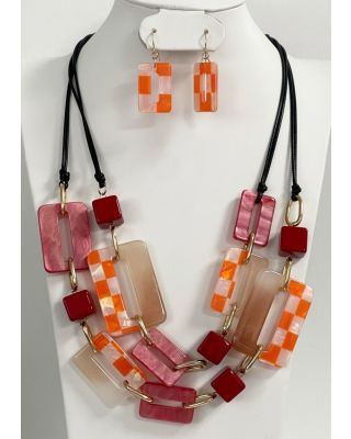 YNE4780 RD NECKLACE SET