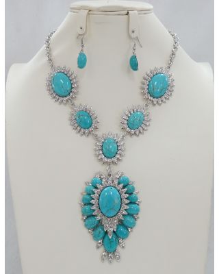 YNE4853 TQ BLACK NECKLACE SET