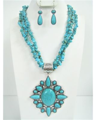 YNE4857 TQ BLACK NECKLACE SET