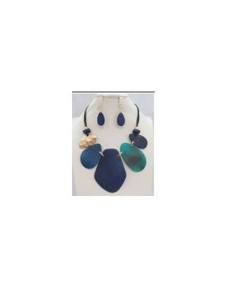 YNE4900 BL/GN NECKLACE SET