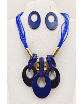 YNE5084 BL ACRYLIC NECKLACE SET