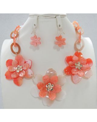 YNE5150 OR FLOWER NECKLACE  WITH EARING