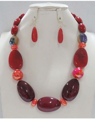 YNE5182 RD NECKLACE SET