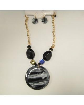 YNE5191 BK ROUND NECKLACE SET