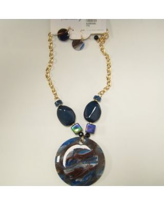 YNE5191 BL ROUND NECKLACE SET
