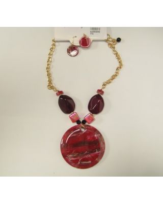 YNE5191 RD ROUND NECKLACE SET