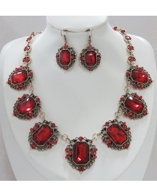 YNE5206G RD NECKALACE SET