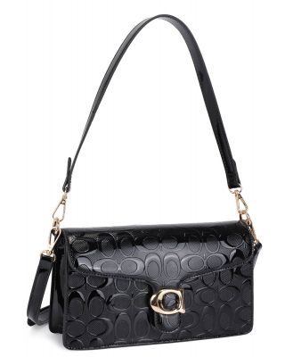 ZM-20723A BK PATENT CROSSBODY BAG
